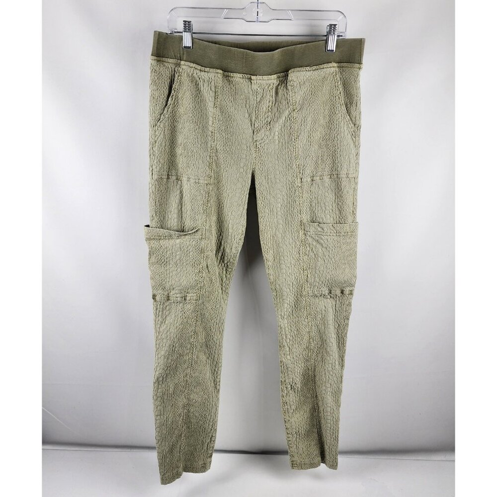 XCVI Pants Womens Large Green Textured Pull on Cargo Joggers (34x29)